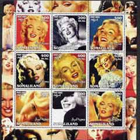 Somaliland 2002 Marilyn Monroe #1 perf sheetlet containing 9 values fine cto used