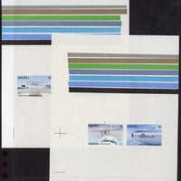 Nauru 1980 10th Anniversary of Air Nauru, two imperf master proofs containing set of 4 on gummed paper showing solid colour bars, rare