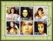 Ivory Coast 2002 Celine Dion perf sheetlet containing 6 values,fine cto used