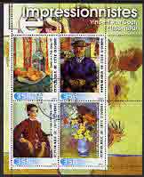Ivory Coast 2003 Art of the Impressionists - Paintings by Van Gogh perf sheetlet containing 4 values,fine cto used