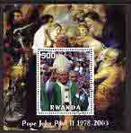 Rwanda 2003 Pope John Paul II perf m/sheet (in green robes waving) fine cto used