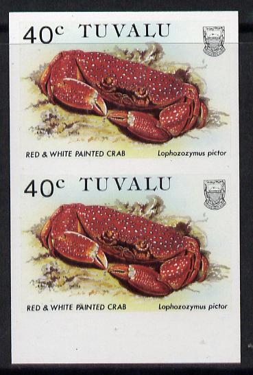 Tuvalu 1986 Crabs 40c (Red & White Painted Crab) imperf pair unmounted mint, as SG 373