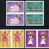 St Vincent - Grenadines 1985 Traditional Dances set of 4 each in unmounted mint IMPERF pair (SG 427-30var)