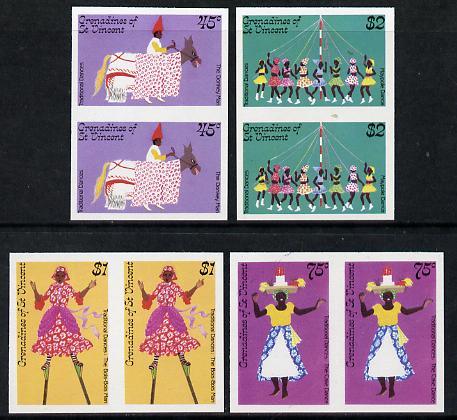 St Vincent - Grenadines 1985 Traditional Dances set of 4 each in unmounted mint IMPERF pair (SG 427-30var)