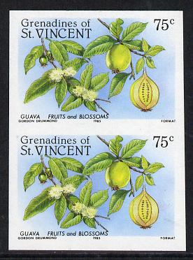 St Vincent - Grenadines 1985 Fruits & Blossoms 75c (Guava) imperf pair unmounted mint (as SG 399)