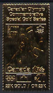 Canada 1975 Montreal Olympic Games (8th issue) $20 perf embossed in 23k gold foil showing Judo (similar to SG 816) unmounted mint
