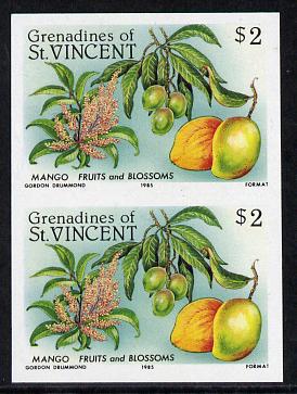 St Vincent - Grenadines 1985 Fruits & Blossoms $2 (Mango) imperf pair unmounted mint (as SG 401)