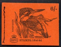 Great Britain 1968-70 Birds - Kingfisher (red cover June 1968) 6s booklet complete and fine, SG QP38
