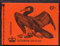 Great Britain 1968-70 Birds - Cormorant (red cover Jan 1970) 6s booklet complete and fine, SG QP52