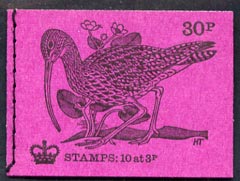 Great Britain 1971-73 Birds #1 - Curlew (purple cover Feb 1971) 30p booklet complete and fine, SG DQ56