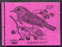Great Britain 1971-73 Birds #3 - Robin (purple cover Oct 1971) 30p booklet complete and fine, SG DQ60