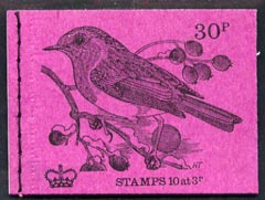 Great Britain 1971-73 Birds #3 - Robin (purple cover Oct 1971) 30p booklet complete and fine, SG DQ60