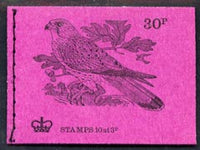 Great Britain 1971-73 Birds #5 - Kestrel (purple cover June 1972) 30p booklet complete and fine, SG DQ64