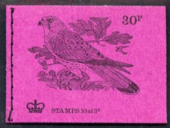 Great Britain 1971-73 Birds #5 - Kestrel (purple cover June 1972) 30p booklet complete and fine, SG DQ64