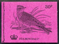 Great Britain 1971-73 Birds #7 - Skylark (purple cover Feb 1973) 30p booklet complete and fine, SG DQ69