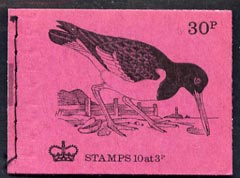 Great Britain 1971-73 Birds #8 - Oyster-Catcher (purple cover Aug 1973) 30p booklet complete and fine, SG DQ72