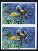 St Vincent - Grenadines 1985 Tourism Watersports 75c (Scuba Diving) imperf pair unmounted mint (SG 388var)