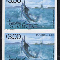 St Vincent - Grenadines 1985 Tourism Watersports $3 (Deep Sea Game Fishing) imperf pair unmounted mint (SG 389var)