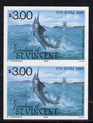St Vincent - Grenadines 1985 Tourism Watersports $3 (Deep Sea Game Fishing) imperf pair unmounted mint (SG 389var)