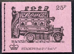 Great Britain 1971-73 Veteran Transport #2 - B-Type Omnibus (Lyons Tea) 25p booklet (June 1971) complete and fine, SG DH41
