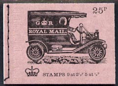Great Britain 1971-73 Veteran Transport #4 - Mail Van 25p booklet (Feb 1972) complete and fine, SG DH44