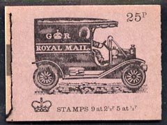 Great Britain 1971-73 Veteran Transport #4 - Mail Van 25p booklet (Apr 1972) complete and fine, SG DH45
