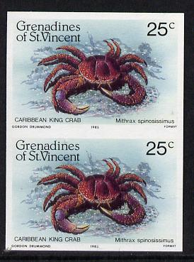 St Vincent - Grenadines 1985 Shell Fish 25c (King Crab) imperf pair unmounted mint, SG 360var