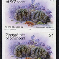 St Vincent - Grenadines 1985 Shell Fish $1 (Sea Urchin) imperf pair unmounted mint, SG 362var