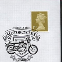 Postmark - Great Britain 2005 cover celebrating Mororcycles with illustrated Birmingham cancel (showing a BSA)