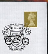 Postmark - Great Britain 2005 cover celebrating Mororcycles with illustrated Birmingham cancel (showing a BSA)
