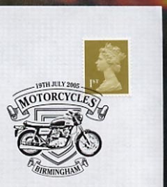 Postmark - Great Britain 2005 cover celebrating Mororcycles with illustrated Birmingham cancel (showing a BSA)