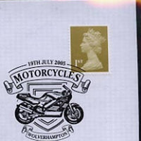 Postmark - Great Britain 2005 cover celebrating Mororcycles with illustrated Wolverhampton cancel (showing a 1991 Norton)