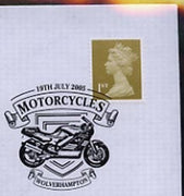 Postmark - Great Britain 2005 cover celebrating Mororcycles with illustrated Wolverhampton cancel (showing a 1991 Norton)