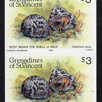 St Vincent - Grenadines 1985 Shell Fish $3 (West Indian Top Shell) imperf pair unmounted mint, SG 363var