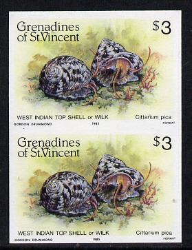St Vincent - Grenadines 1985 Shell Fish $3 (West Indian Top Shell) imperf pair unmounted mint, SG 363var