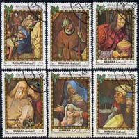 Manama 1969 Christmas (Paintings by Bruegel) perf set of 6 cto used, Mi 217-22