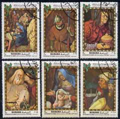 Manama 1969 Christmas (Paintings by Bruegel) perf set of 6 cto used, Mi 217-22
