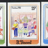St Vincent 1985 Christmas (Children's Paintings) set of 3 each in unmounted mint imperf pairs (SG 949-51var)