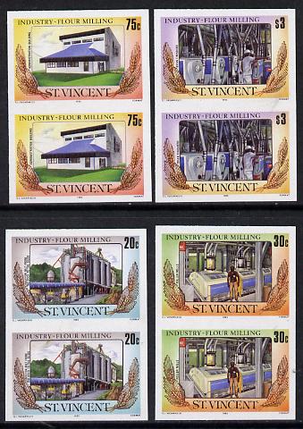 St Vincent 1985 Flour Milling set of 4 each in unmounted mint imperf pairs (SG 928-31var)