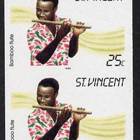 St Vincent 1985 Musical Instruments 25c (Bamboo Flute) imperf pair (SG 905var)