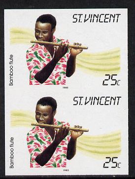 St Vincent 1985 Musical Instruments 25c (Bamboo Flute) imperf pair (SG 905var)