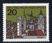 Germany - West 1964 Stuttgart Town View 20pf unmounted mint, from Capitals of the Federal Lands set of 12, SG 1340