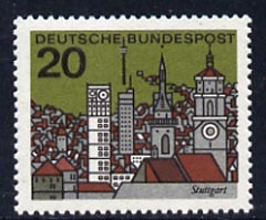 Germany - West 1964 Stuttgart Town View 20pf unmounted mint, from Capitals of the Federal Lands set of 12, SG 1340