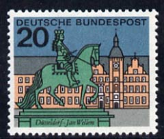 Germany - West 1964 Jan Wellen's monument & Town Hall Dusseldorf 20pf unmounted mint, from Capitals of the Federal Lands set of 12, SG 1337,,