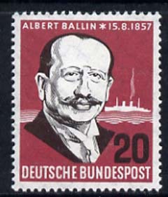 Germany - West 1957 Birth Cent of Albert Ballin (Dir of Hamburg-America Shipping Line) unmounted mint, SG 1184