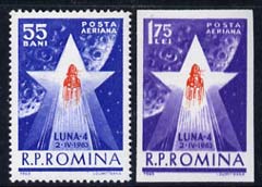 Rumania 1963 Launch of Luna 4 set of 2 (1 perf, 1 imperf) unmounted mint, SG 3010-11