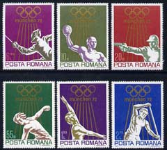 Rumania 1972 Munich Olympics (2nd issue) perf set of 6 unmounted mint, SG 3914-19