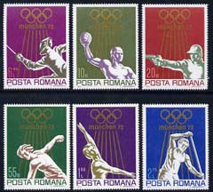 Rumania 1972 Munich Olympics (2nd issue) perf set of 6 unmounted mint, SG 3914-19