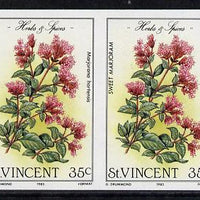 St Vincent 1985 Herbs & Spices 35c (Sweet Marjoram) imperf pair (SG 869var)