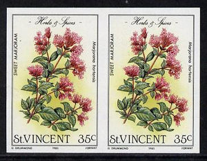 St Vincent 1985 Herbs & Spices 35c (Sweet Marjoram) imperf pair (SG 869var)